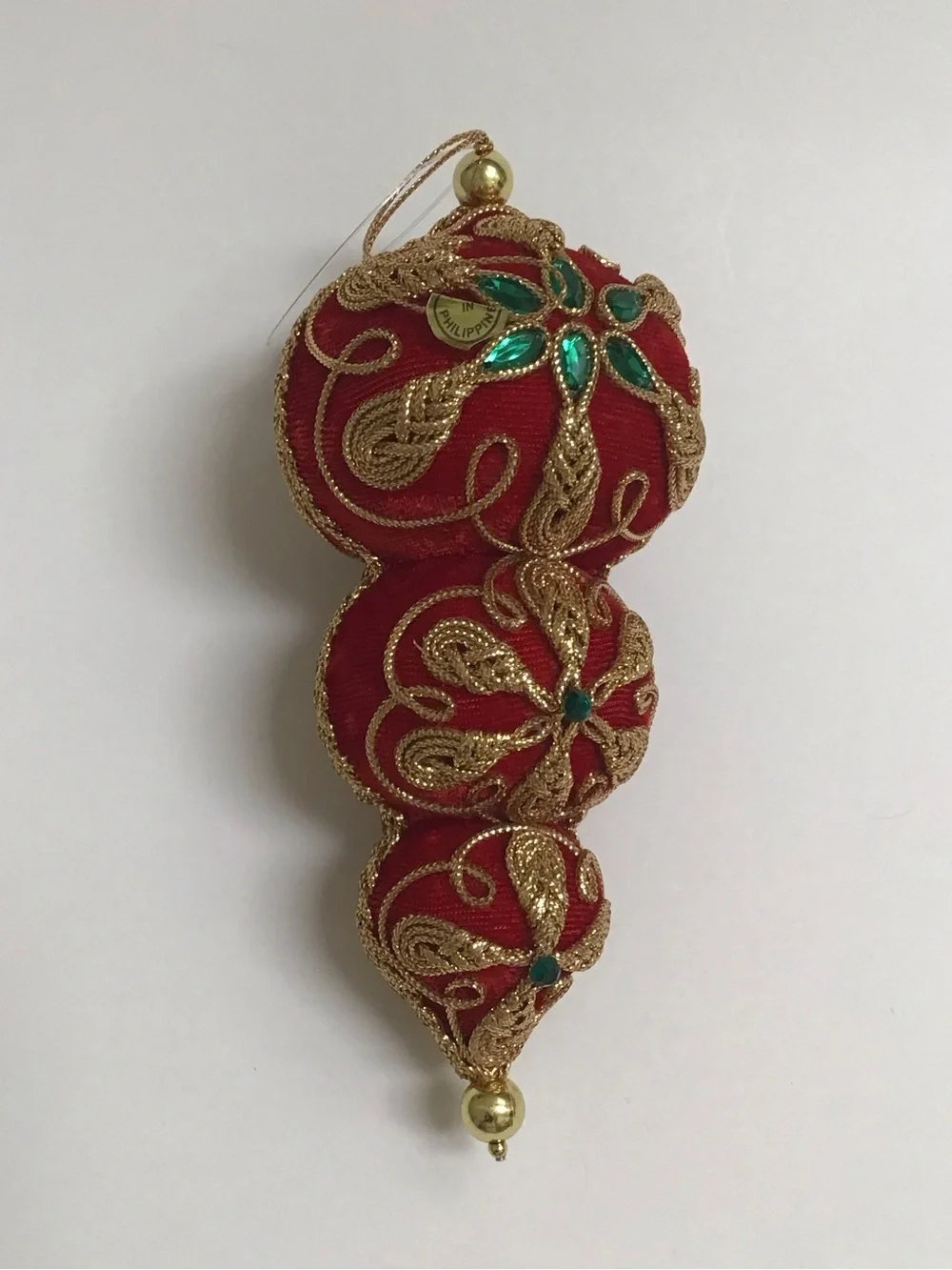 Victorian Look Christmas Tree Ornaments SET OF 3 Red Velvet Gold Trim Boots NEW
